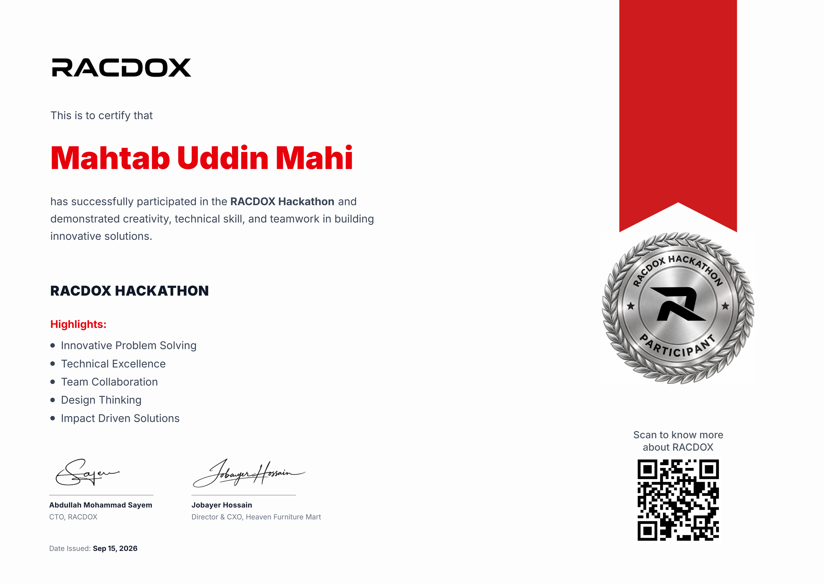 RACDOX Hackathon 2026 from RACDOX & Heaven Furniture Mart